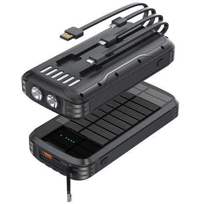 MINRISE Solar Power Bank 40000mAh, Portable Charger PD 20W Fast Charging Solar Charger Power Bank Built in 4 Cables and USB-C in/Output, Camping Essentials External Battery Pack with Flashlights