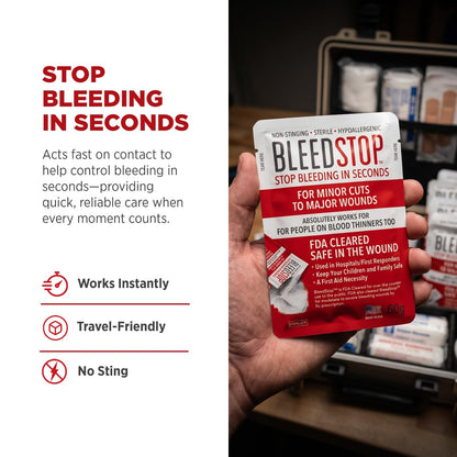 BleedStop First-Aid Powder, 4 × 15 g Pouches