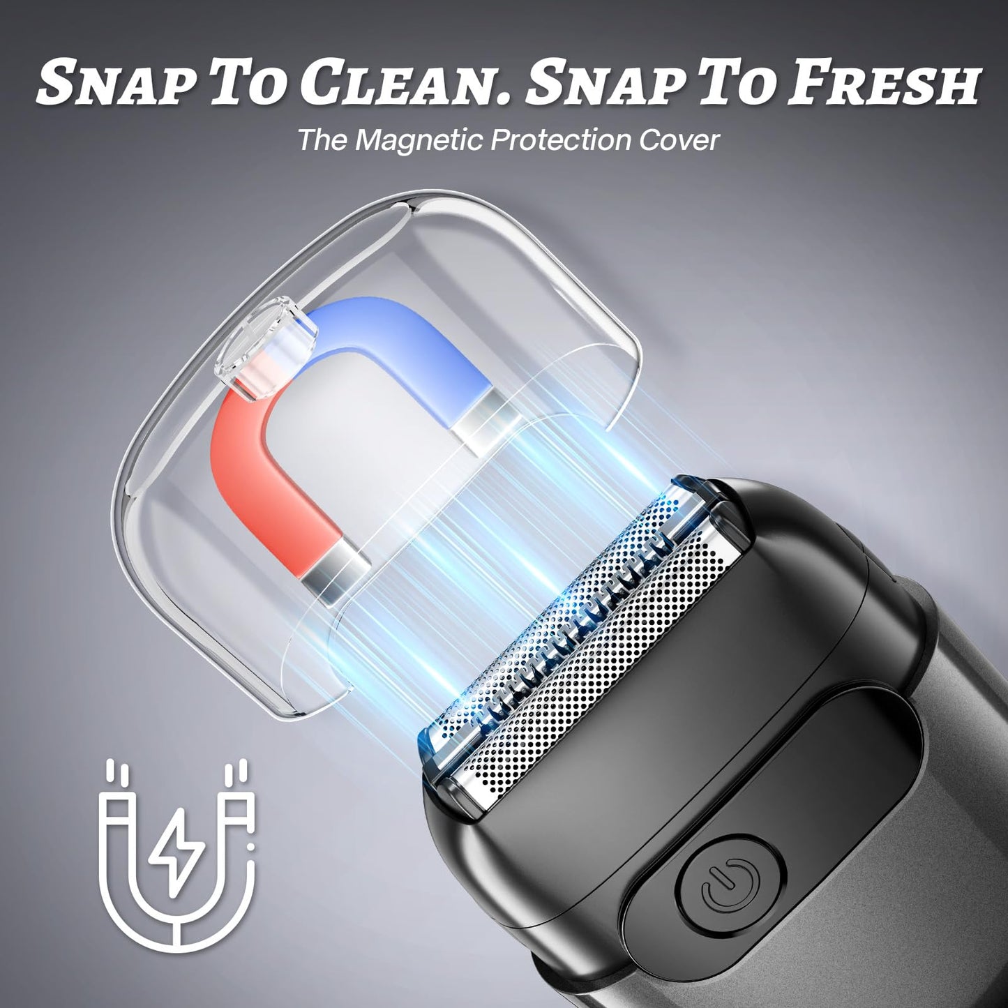 Electric Foil Shaver for Men, Compact 3D Floating Shaving Heads, Electric Razor for Men, IPX8 Waterproof, USB-C Fast Energy, 90-Min Runtime, LED Display, Wet/Dry, Travel Lock Father's Day Gunmetal
