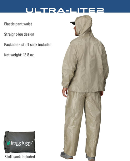 FROGG TOGGS Men’s Ultra-Lite2 Rain Suit, Waterproof Raincoat and Pant Set