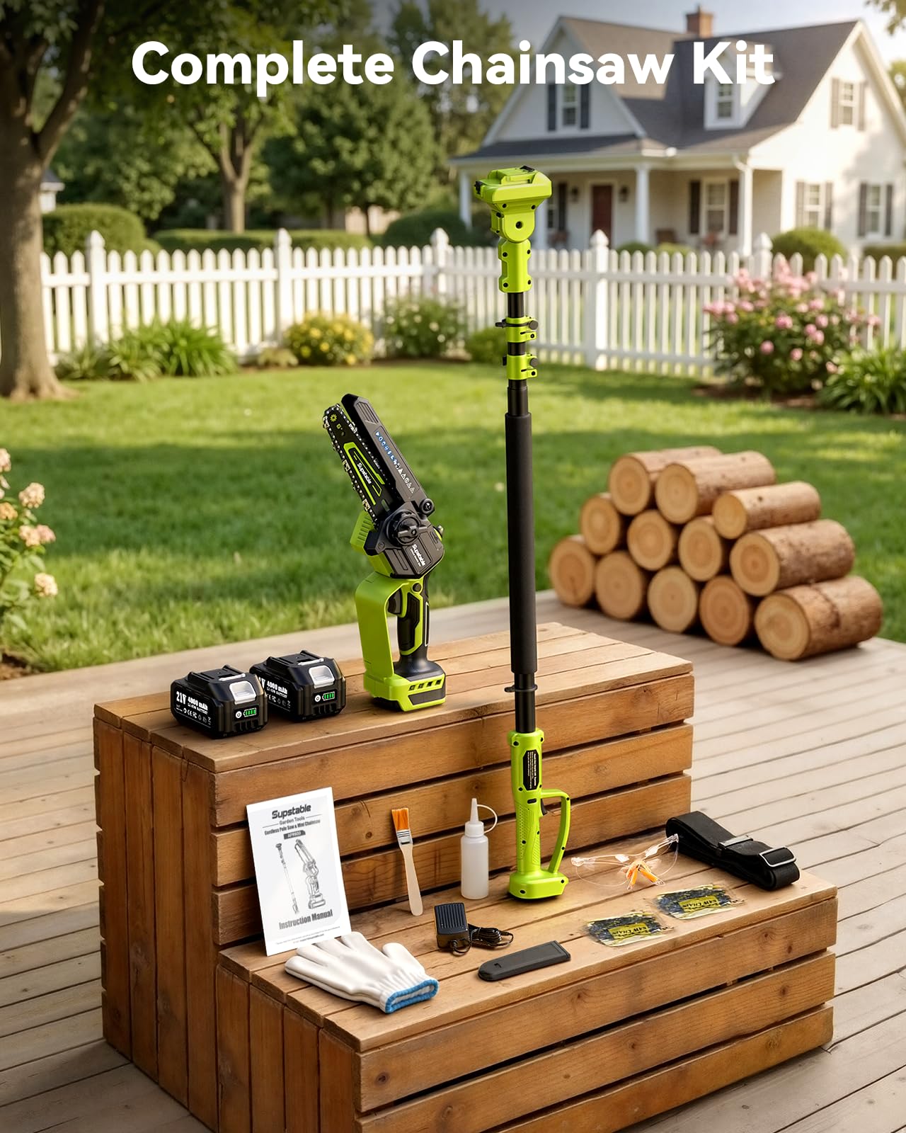 Mini Chainsaw Cordless, 8 Inch & 6 Inch Electric Chainsaw Battery Powered, 1000W Brushless Handheld Power Chain Saw with 2 Batteries, Small Tree Saw for Branch Trimming Wood Cutting
