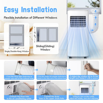 Portable Air Conditioner, 3-in-1 8500 BTU AC Unit with Fan & Dehumidifier – Quiet Cooling for Bedroom, Home Office up to 450 sq.ft, Includes Complete Window Mount Kit