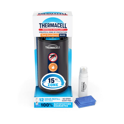 Thermacell Fuel-ZoneGuard Base Fuel Powered Mosquito Repeller; 15-Foot Zone of Scientifically Proven Outdoor Protection; Patio Shield; 12-Hr Refill; DEET-Free; Bug Spray Alternative; Glacial Blue