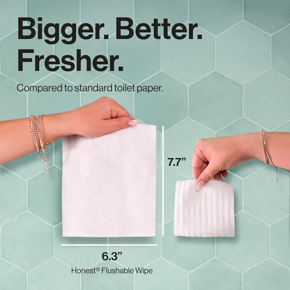 The Honest Company Hypoallergenic Flushable Wipes for Sensitive Skin, Gilded Wings, 42 Count