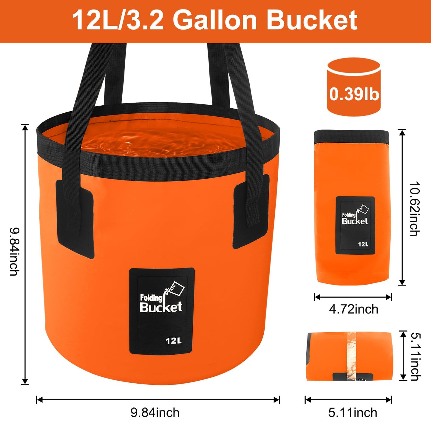 5 Gallon Collapsible Bucket with Handle, Car Wash Bucket Foldable Water Storage Container for Camping Fishing Beach Gardening, Portable Laundry Wash Basin for RV Cleaning Supplies Swamp Emergency Prep