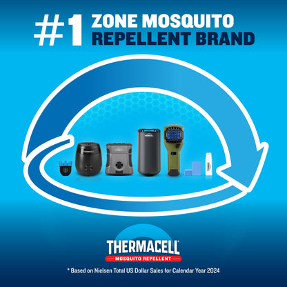 Thermacell Fuel-ZoneGuard Base Fuel Powered Mosquito Repeller; 15-Foot Zone of Scientifically Proven Outdoor Protection; Patio Shield; 12-Hr Refill; DEET-Free; Bug Spray Alternative; Glacial Blue