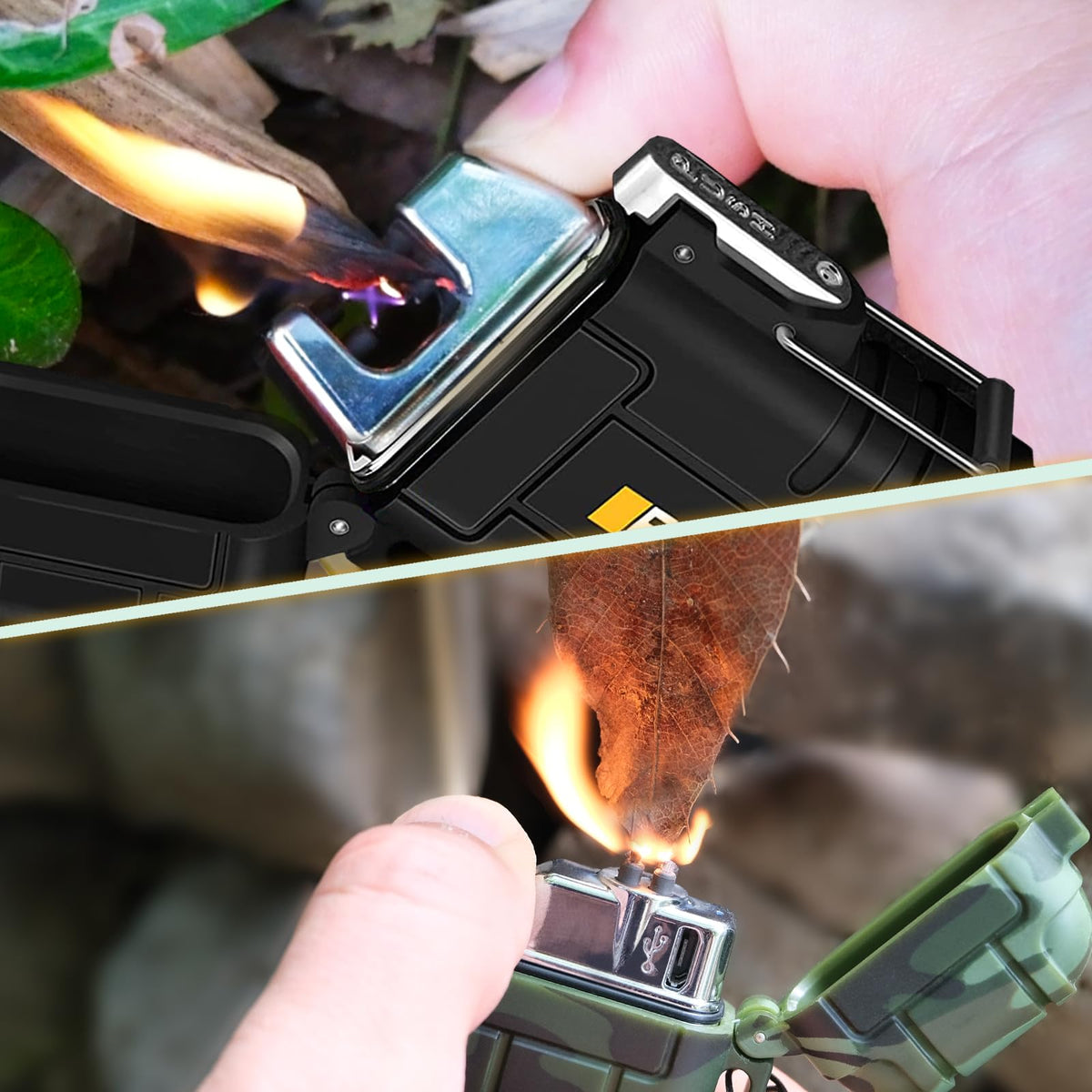 Laffizz Waterproof Outdoor Lighter, Dual Arc or Butane Torch