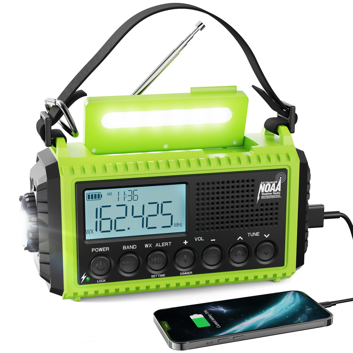 Raynic Emergency Radio, 5000mAh, Solar Hand-Crank AM/FM/SW/NOAA, Charger & Flashlight