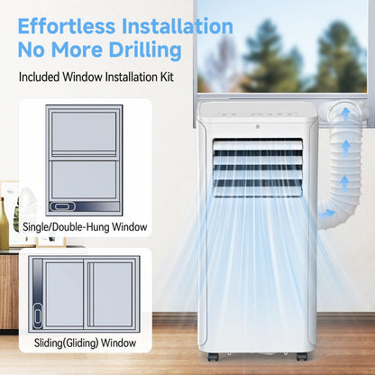Portable Air Conditioner, 3-in-1 8500 BTU AC Unit with Fan & Dehumidifier – Quiet Cooling for Bedroom, Home Office up to 450 sq.ft, Includes Complete Window Mount Kit