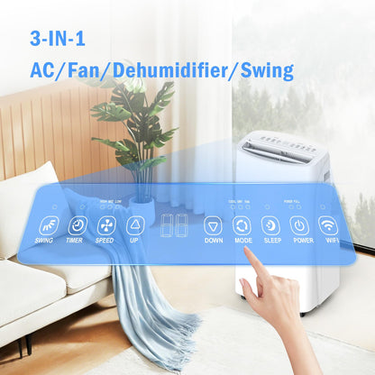 Portable Air Conditioner, 3-in-1 8500 BTU AC Unit with Fan & Dehumidifier – Quiet Cooling for Bedroom, Home Office up to 450 sq.ft, Includes Complete Window Mount Kit
