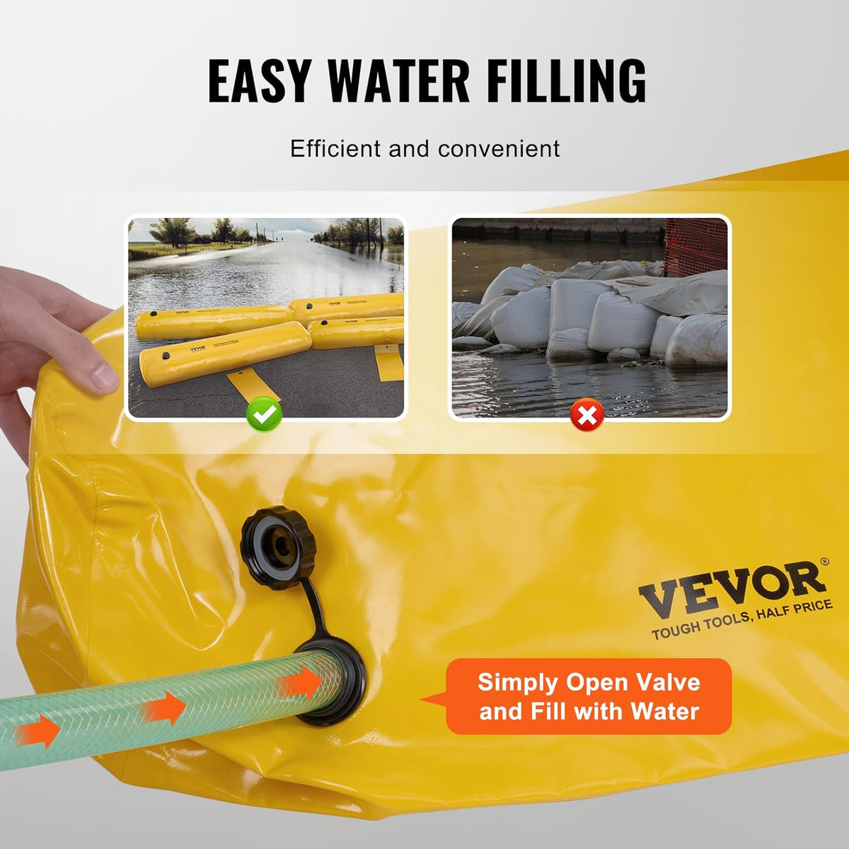 Flood Barriers, 4-Pack Sandbag Alternative, 4 ft × 6 in. Water Barriers