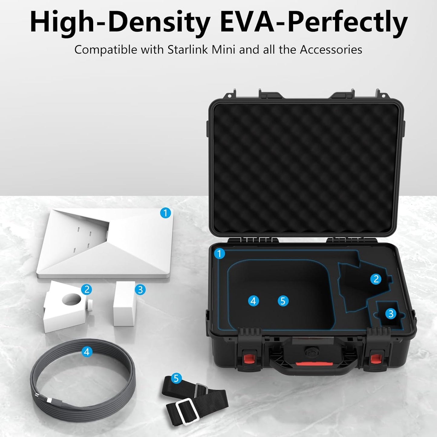 Starlink Mini Case, Waterproof Hard case Fits Star Link Mini Dish, Portable Shoulder Dual Carry Options with Precision Cut Foam For Starlink Accessories,Ideal for Travel and Camping