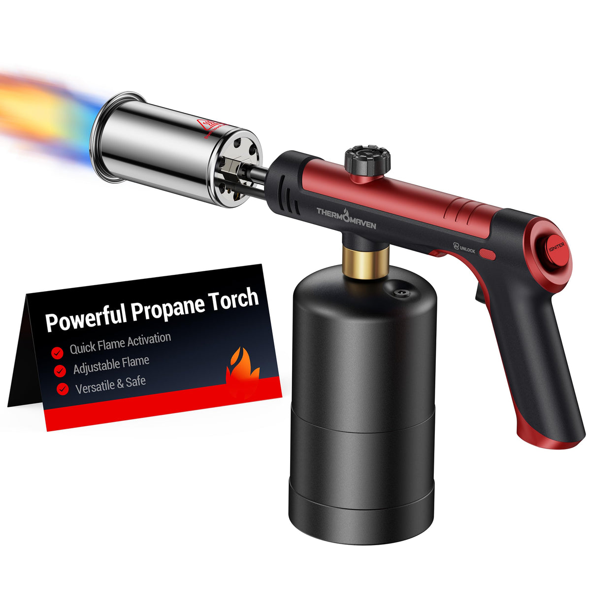 ThermoMaven Propane Torch Gun, One-Touch Max Fire Flame Thrower, Silver