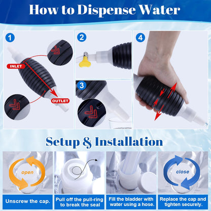 116 Gallon Aluminum Foil Emergency Water Storage, Bathtub Water Storage Bag with Hand Pump, Water Storage Bladder for Hurricane Disaster Preparedness Survival Drinking Water