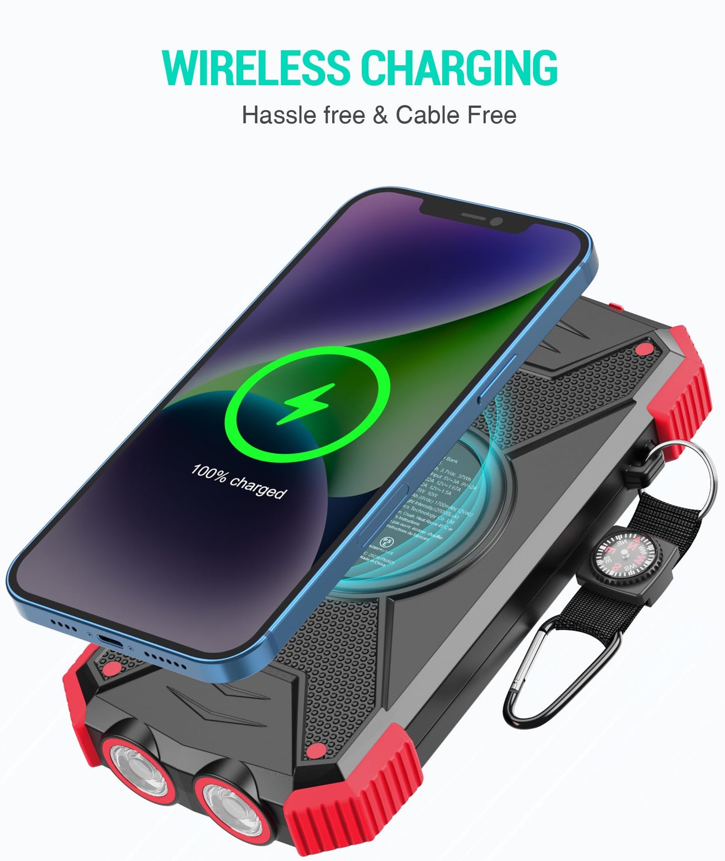BLAVOR Solar Power Bank 10,000mAh, Portable Wireless Charger, 20W Fast Charging External Battery Pack with USB C for Cell Phones, Solar Panel Charging with Dual Flashlight for Camping