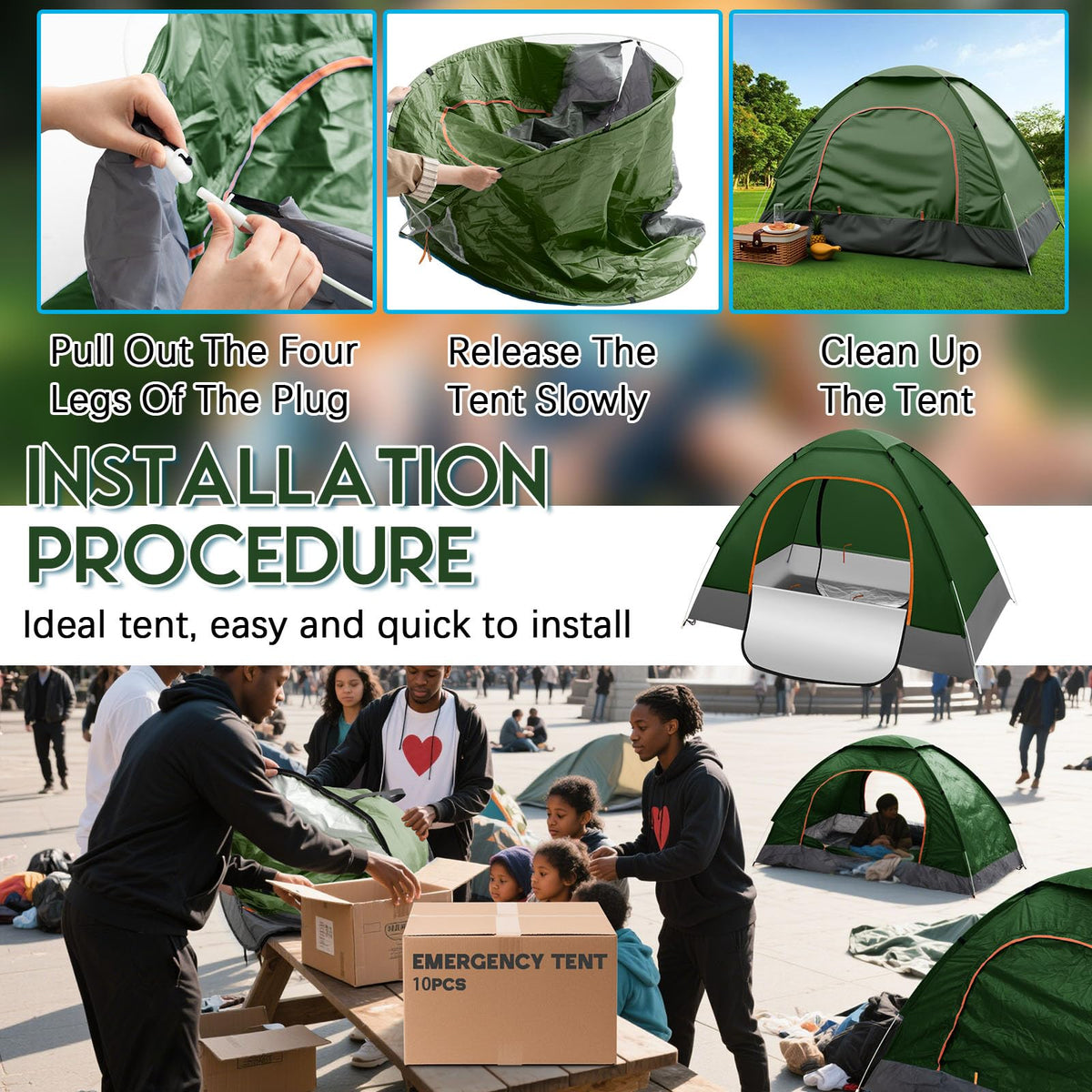 Bulk Pop-Up Camping Tents, 5, 10 or 15 Pack