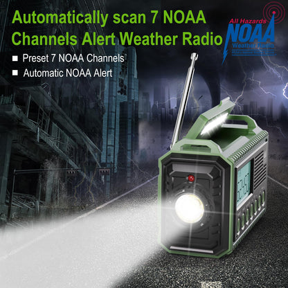 Raynic Emergency Radio, 5000mAh, Solar Hand-Crank AM/FM/SW/NOAA, Charger & Flashlight