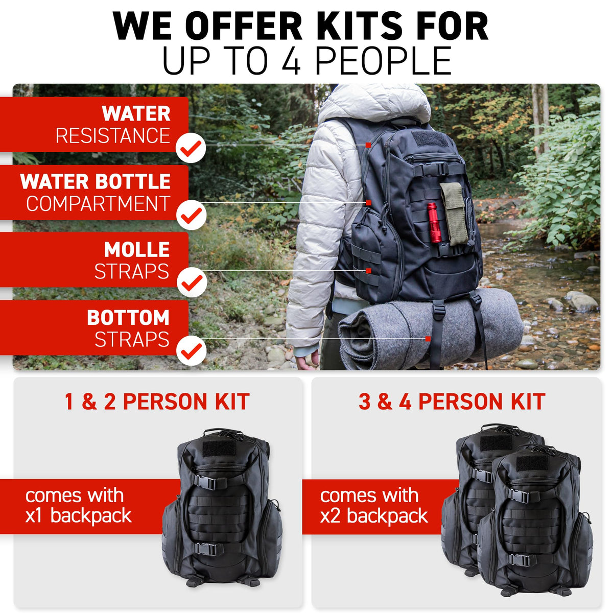 72 HRS Deluxe 72-Hour Emergency Survival Kit, Bag, First Aid, Water & Food