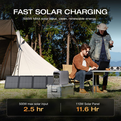 EF ECOFLOW Solar Generator Delta 2 with 220W Solar Panel, 1024Wh LFP(LiFePO4) Battery, 1800W AC/100W USB-C Output, Fast Charging Portable Power Station for Home Backup Power, Camping & RVs