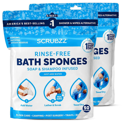 Scrubzz No-Rinse Bathing Wipes, 25 per Pack