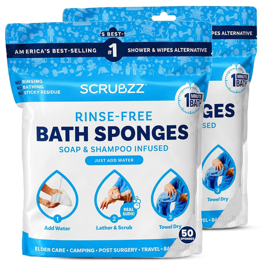 Scrubzz No-Rinse Bathing Wipes, 25 per Pack