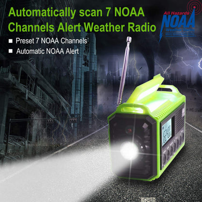 Raynic Emergency Radio, 5000mAh, Solar Hand-Crank AM/FM/SW/NOAA, Charger & Flashlight