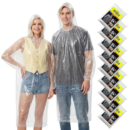 Disposable Rain Ponchos for Adults, 9 Pack Emergency Ponchos