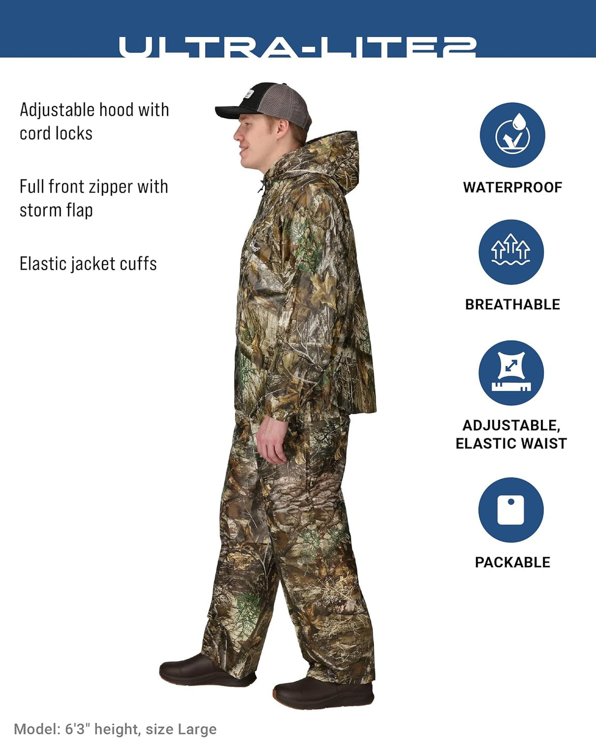 FROGG TOGGS Men’s Ultra-Lite2 Rain Suit, Waterproof Raincoat and Pant Set