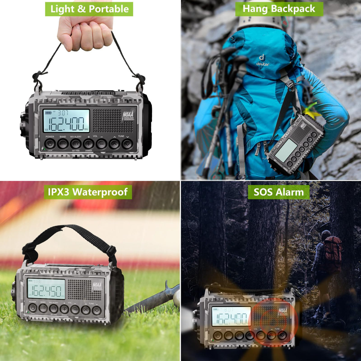 Raynic Emergency Radio, 5000mAh, Solar Hand-Crank AM/FM/SW/NOAA, Charger & Flashlight