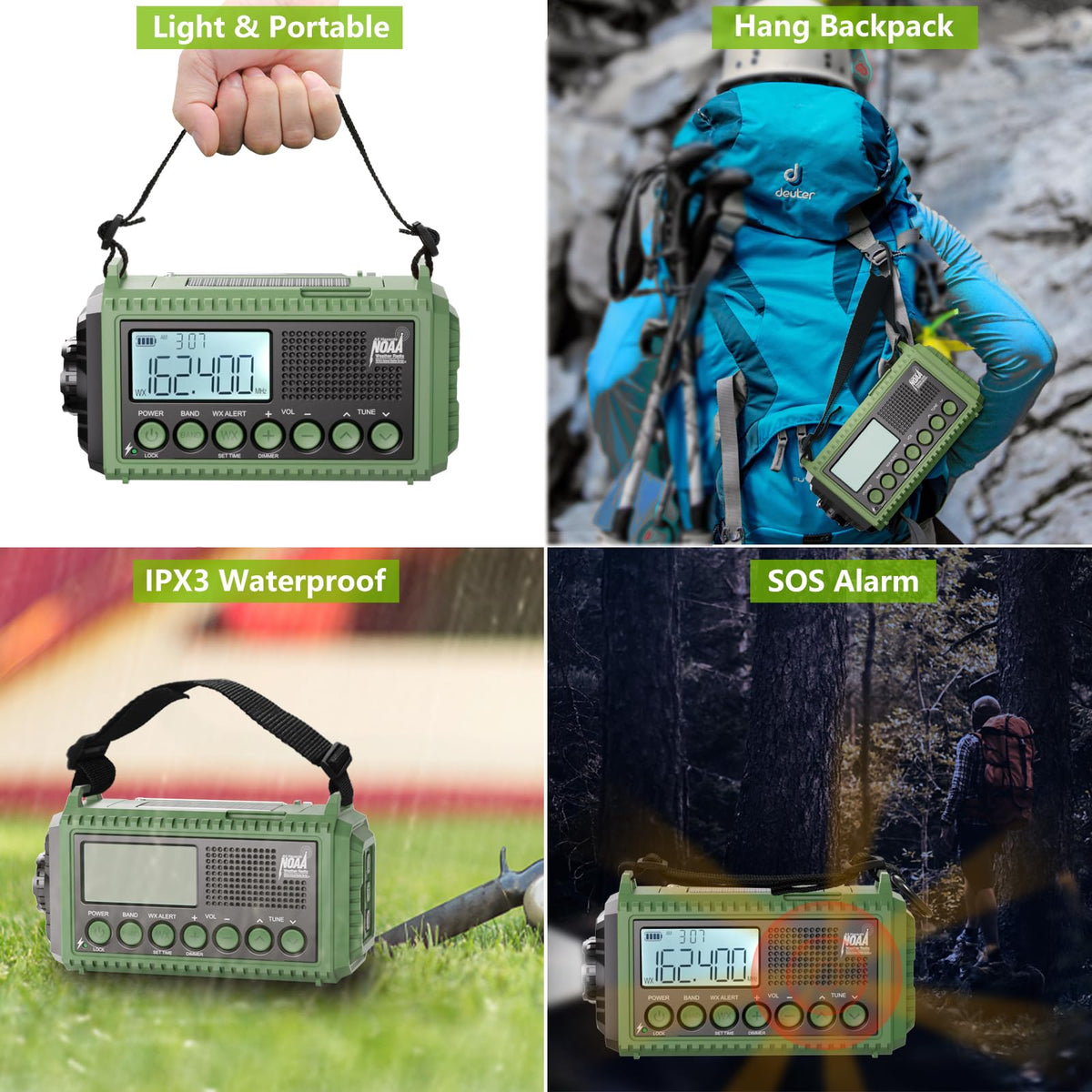 Raynic Emergency Radio, 5000mAh, Solar Hand-Crank AM/FM/SW/NOAA, Charger & Flashlight