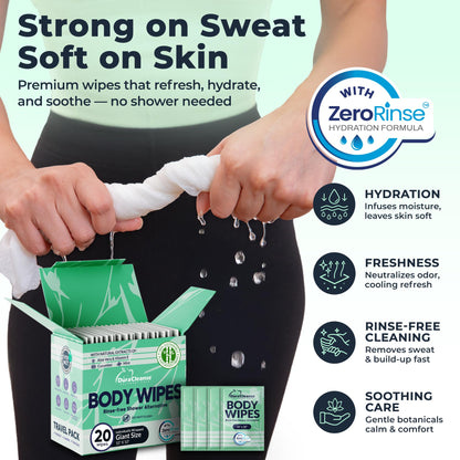 XL Body Wipes for Adults Bathing – 50 Ct + 4 Travel Shower Wipes 10 x 11.5" Thick Cleansing No Rinse Bath Wash Sheets for Elderly, Incontinence, Men & Women, Camping Essentials Disposable Washcloths