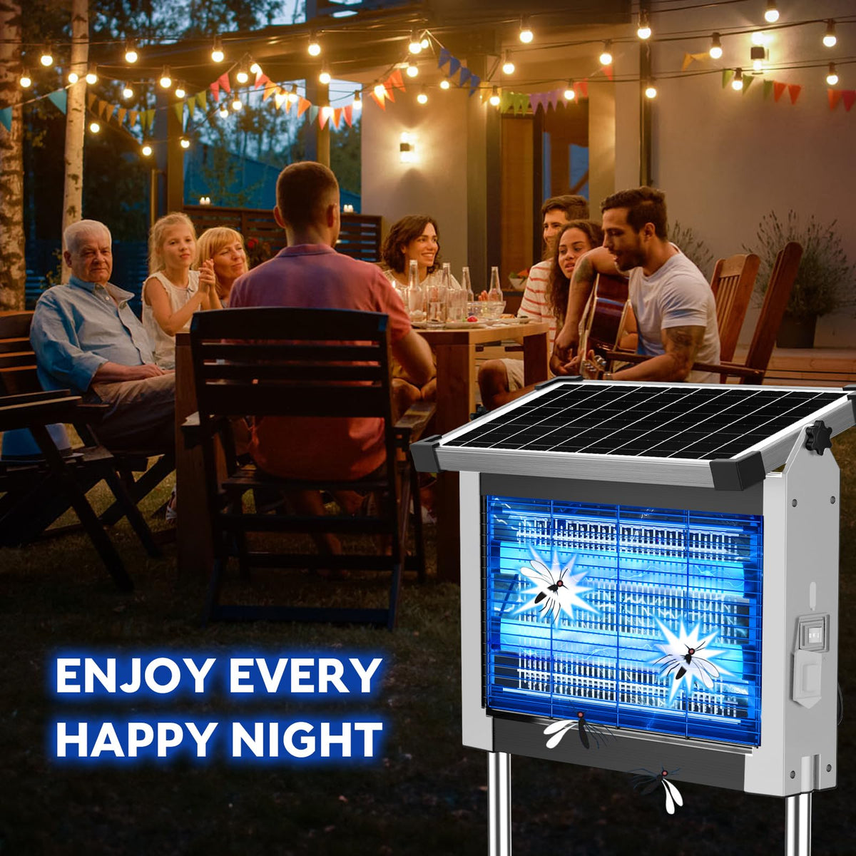Solar Bug Zapper 4500V, Waterproof Mosquito Zapper Fly Traps Outdoor Patio