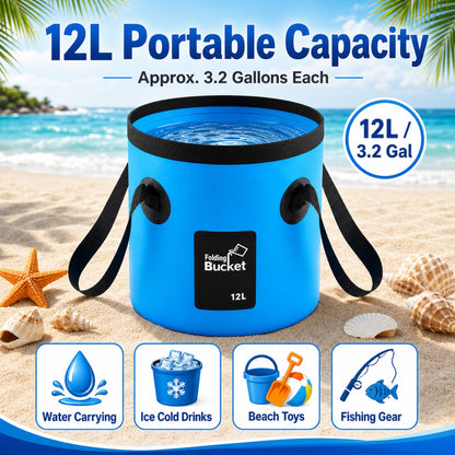 3 Gallon 4 Pack Collapsible Bucket, Foldable Water Bucket with Handles, Portable Camping Buckets for Fishing, Hiking, Cleaning, Outdoor & Travel Use (Multicolor)