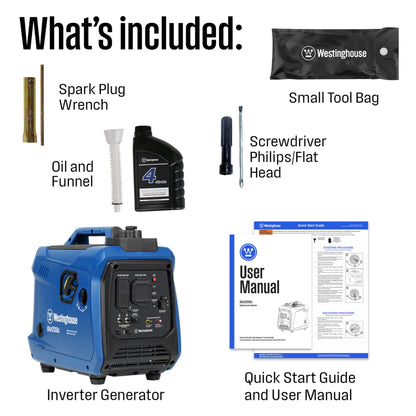Westinghouse 2550 Peak Watt Super Quiet & Lightweight Portable Inverter Generator, RV Ready 30A Outlet, Gas Powered, Parallel Capable, Long Run Time,Blue