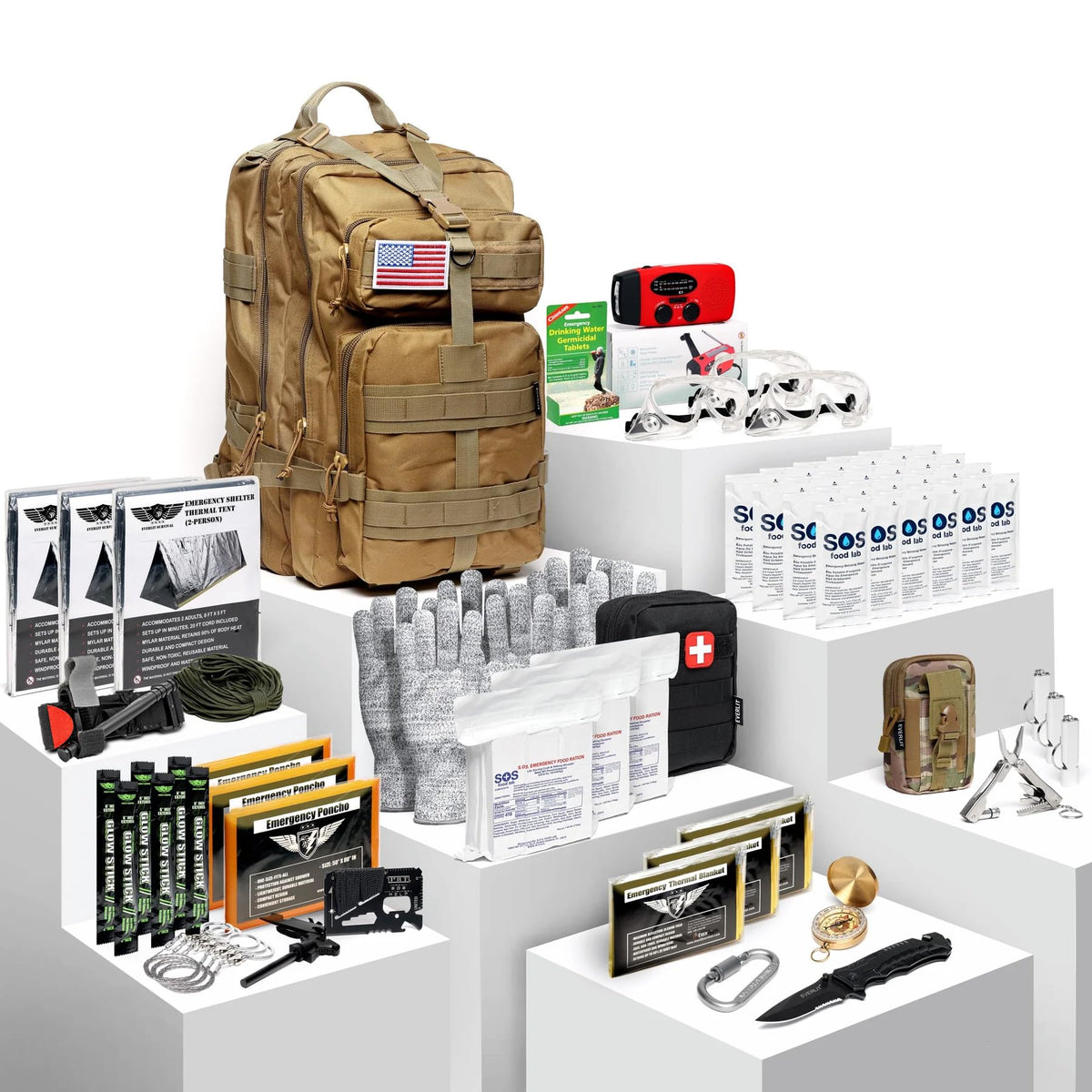 EVERLIT 72-Hour Emergency Bug Out Bag Survival Kit for Earthquakes, Hurricanes & Floods
