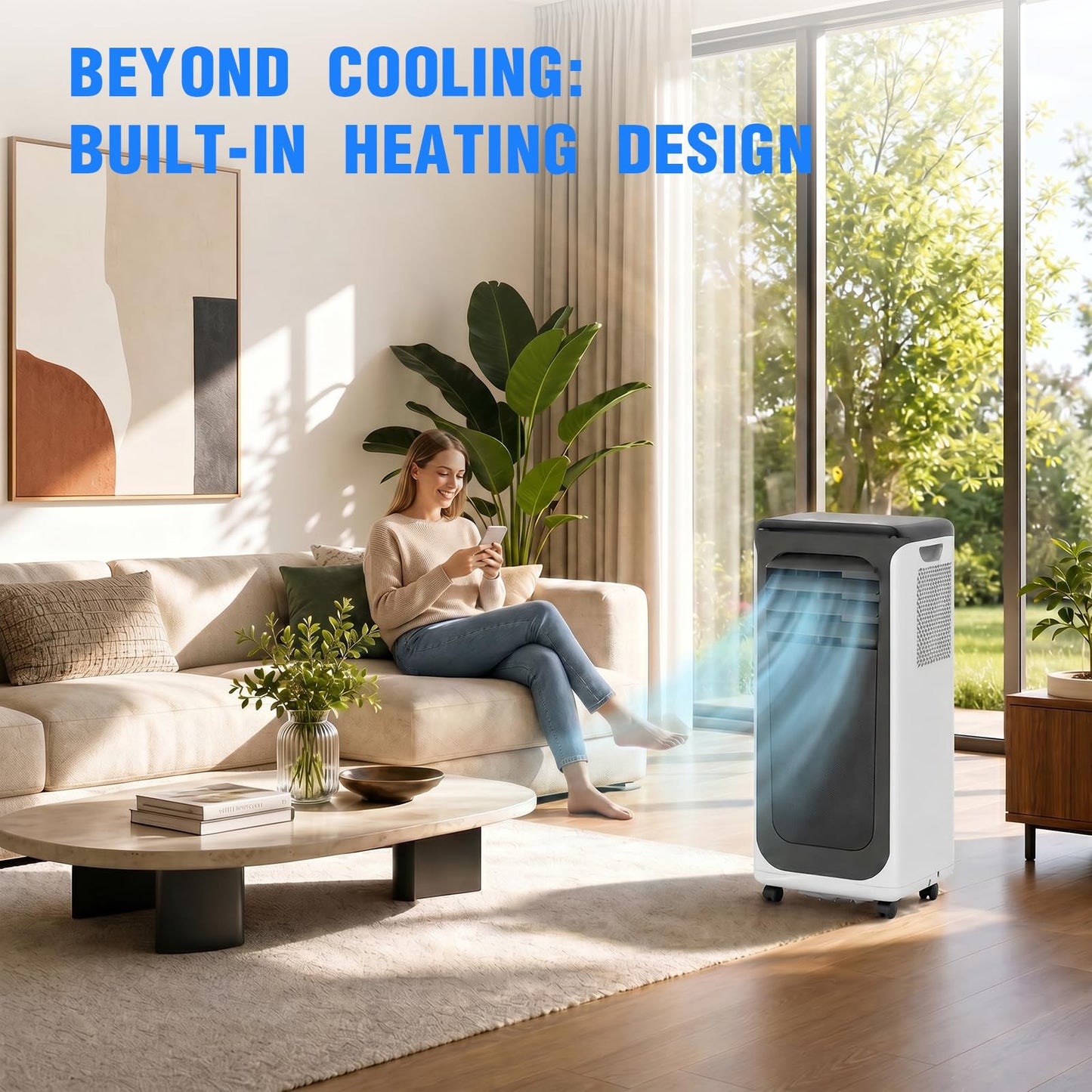 Portable Air Conditioner, 3-in-1 8500 BTU AC Unit with Fan & Dehumidifier – Quiet Cooling for Bedroom, Home Office up to 450 sq.ft, Includes Complete Window Mount Kit