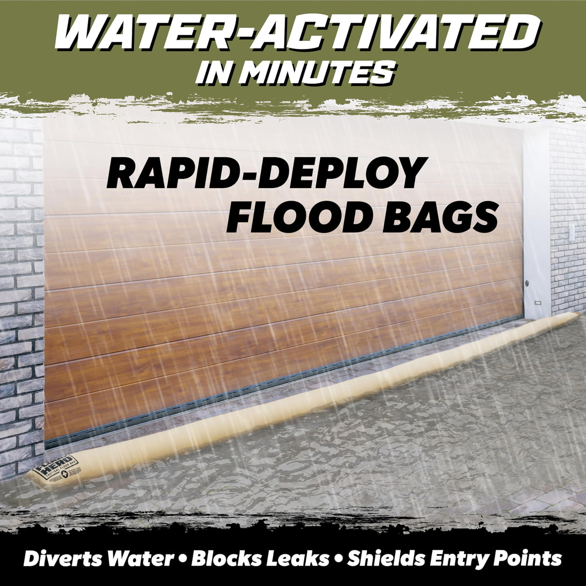 Flood Hero 6 ft Water Activated Sandbags - 2 Pack Flood Bag Barriers for Home