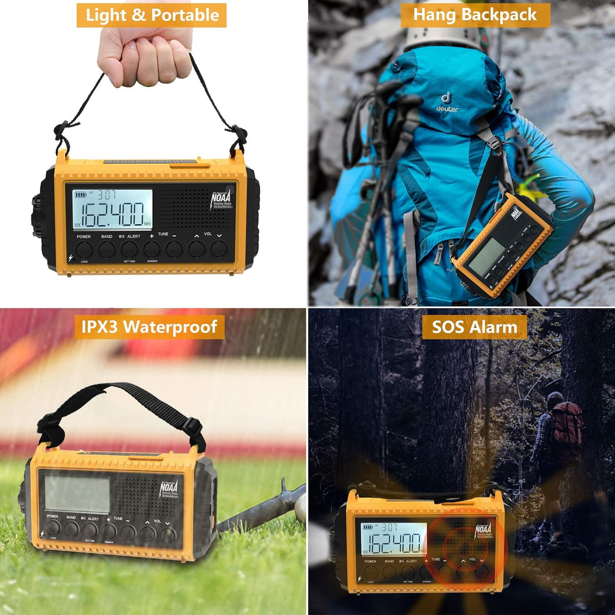 Raynic Emergency Radio, 5000mAh, Solar Hand-Crank AM/FM/SW/NOAA, Charger & Flashlight