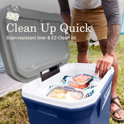 Coleman Classic Series Insulated Portable Rolling Cooler with Wheels, Leak-Resistant Outdoor Hard Cooler Keeps Ice up to 5 Days, 100-Quart