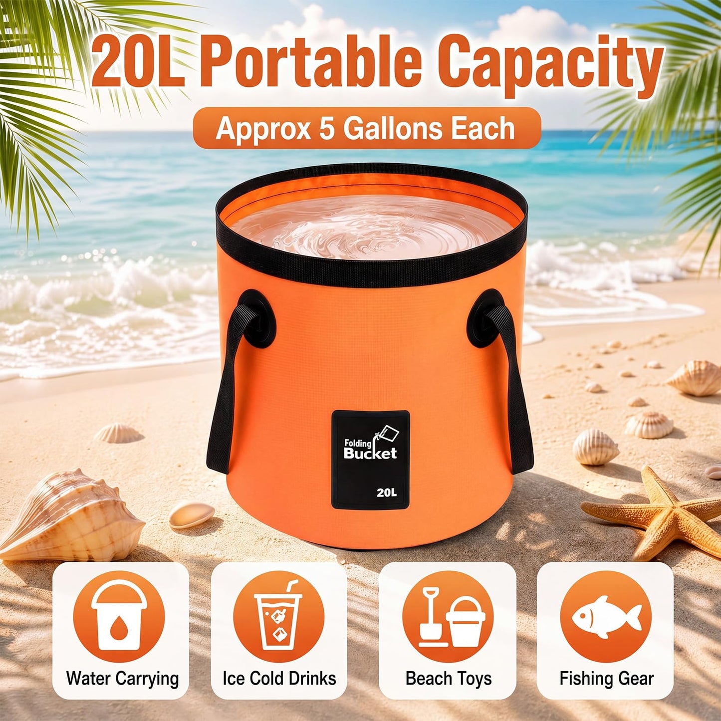 3 Gallon 4 Pack Collapsible Bucket, Foldable Water Bucket with Handles, Portable Camping Buckets for Fishing, Hiking, Cleaning, Outdoor & Travel Use (Multicolor)