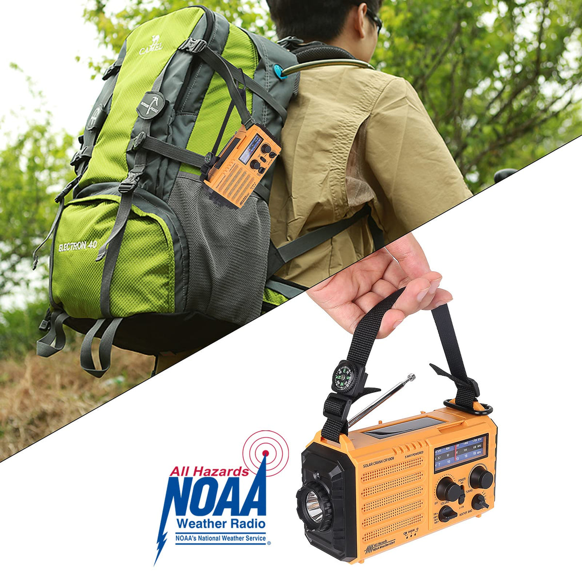 Raynic Emergency Radio, 5000mAh, Solar Hand-Crank AM/FM/SW/NOAA, Charger & Flashlight