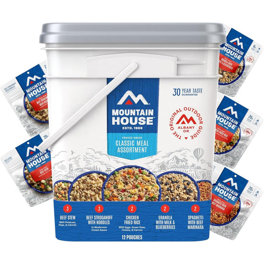 Mountain House Emergency Meal Assortment Kits, Freeze-Dried Survival Food Kit for Disaster Preparedness & Long-Term Storage, 30-Year Shelf Life
