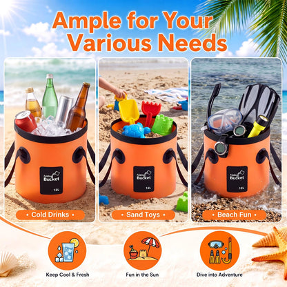 3 Gallon 4 Pack Collapsible Bucket, Foldable Water Bucket with Handles, Portable Camping Buckets for Fishing, Hiking, Cleaning, Outdoor & Travel Use (Multicolor)