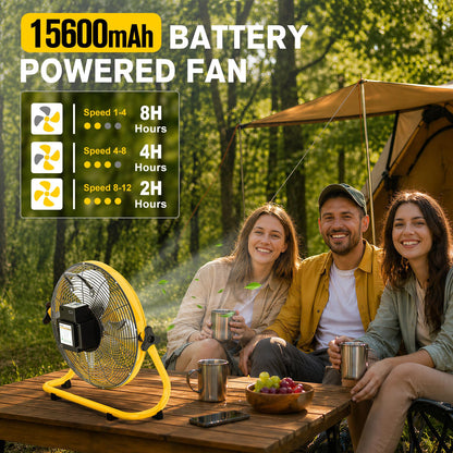 16" Solar Powered Fan with 20W Detachable Solar Panel, Black