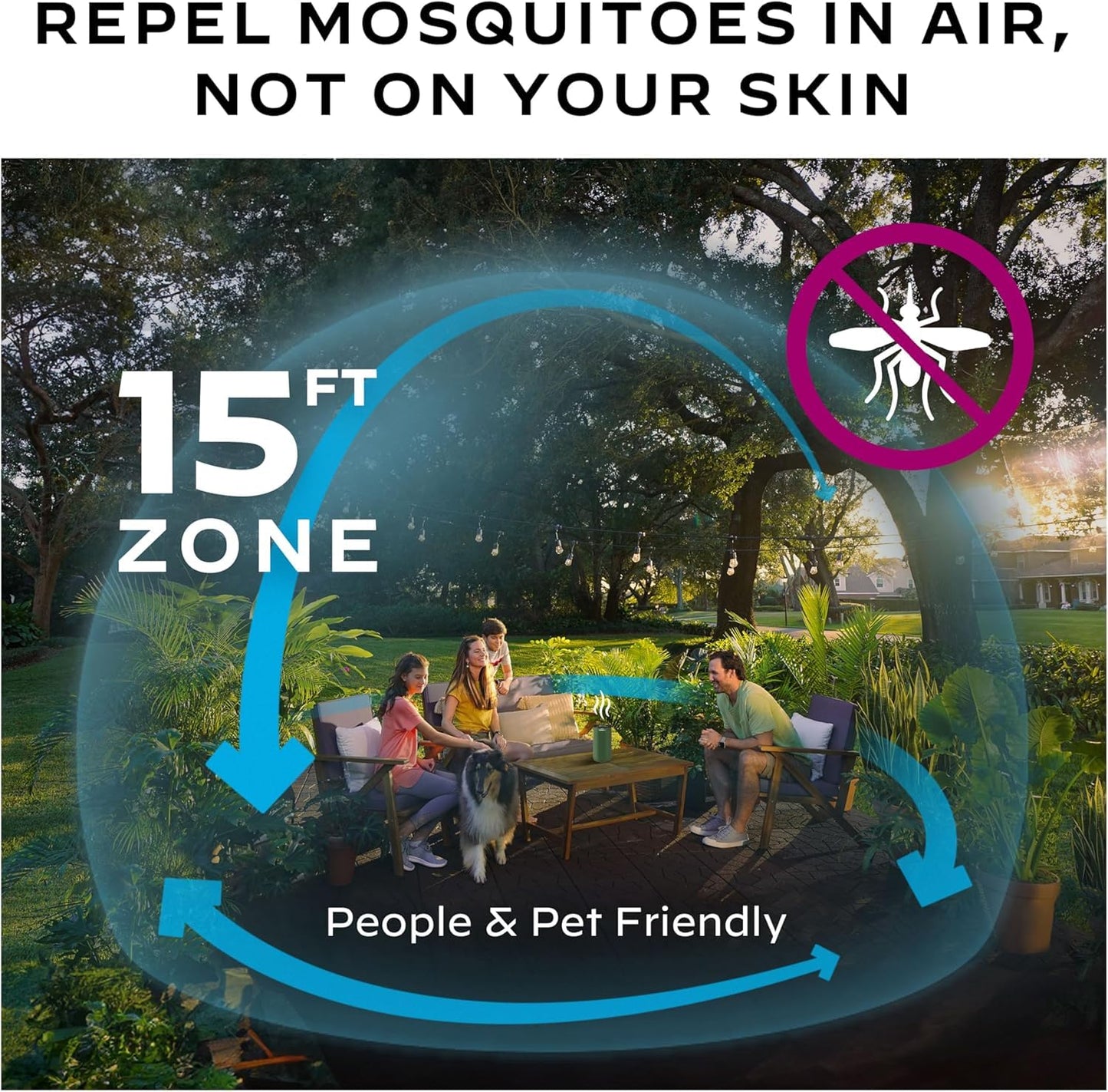 Thermacell Fuel-ZoneGuard Base Fuel Powered Mosquito Repeller; 15-Foot Zone of Scientifically Proven Outdoor Protection; Patio Shield; 12-Hr Refill; DEET-Free; Bug Spray Alternative; Glacial Blue