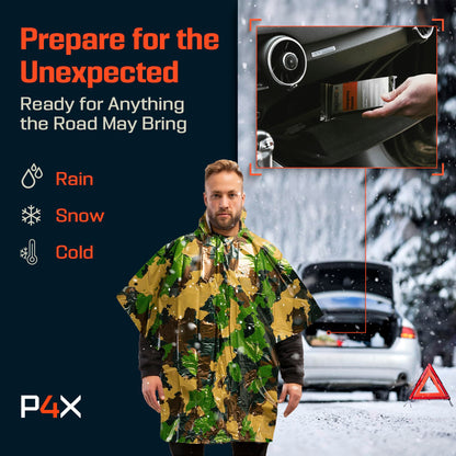 PREPARED4X Hooded Emergency Mylar Poncho