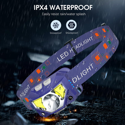 LHKNL Headlamp Flashlight, Lumen Ultra-Light Bright LED Rechargeable Headlight with White Red Light, 2-Pack Waterproof Motion Sensor Head Lamp,8 Modes for Outdoor Camping Running Hiking Fishing