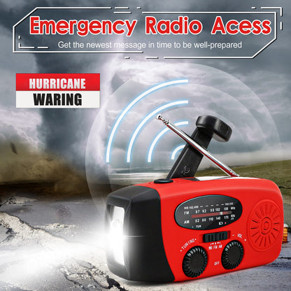 Emergency Crank Weather Radio, 14800mWh Solar Hand Crank Portable AM/FM/NOAA Weather Radio with 1W 3 Mode Flashlight & Reading Lamp, Cell Phone Charger, SOS for Home and Emergency