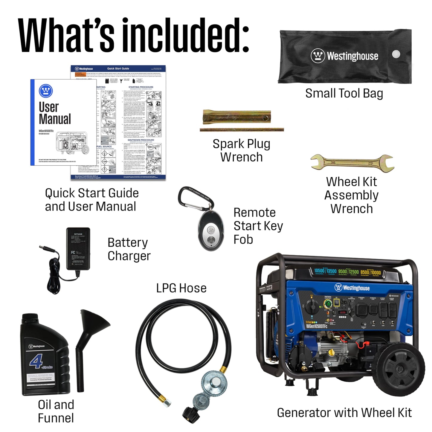 Westinghouse 13500 Peak Watt Dual Fuel Home Backup Portable Generator, Remote Electric Start, Transfer Switch Ready, Gas and Propane Powered