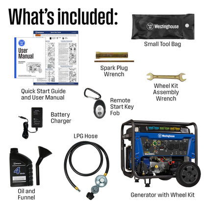 Westinghouse 13500 Peak Watt Dual Fuel Home Backup Portable Generator, Remote Electric Start, Transfer Switch Ready, Gas and Propane Powered